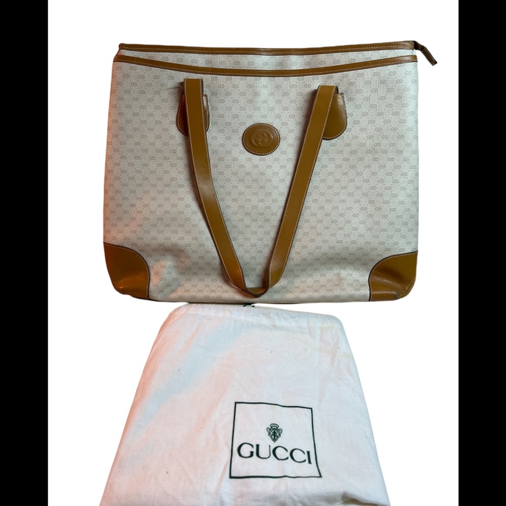 Gucci Cream and Tan Tote Bag